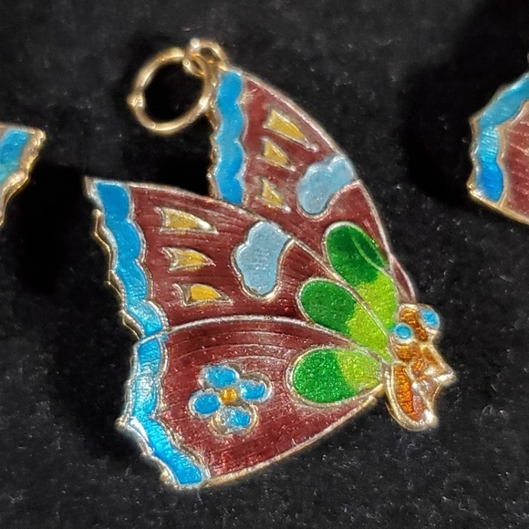 Enameled Butterfly Pendants - Picture 2 of 6